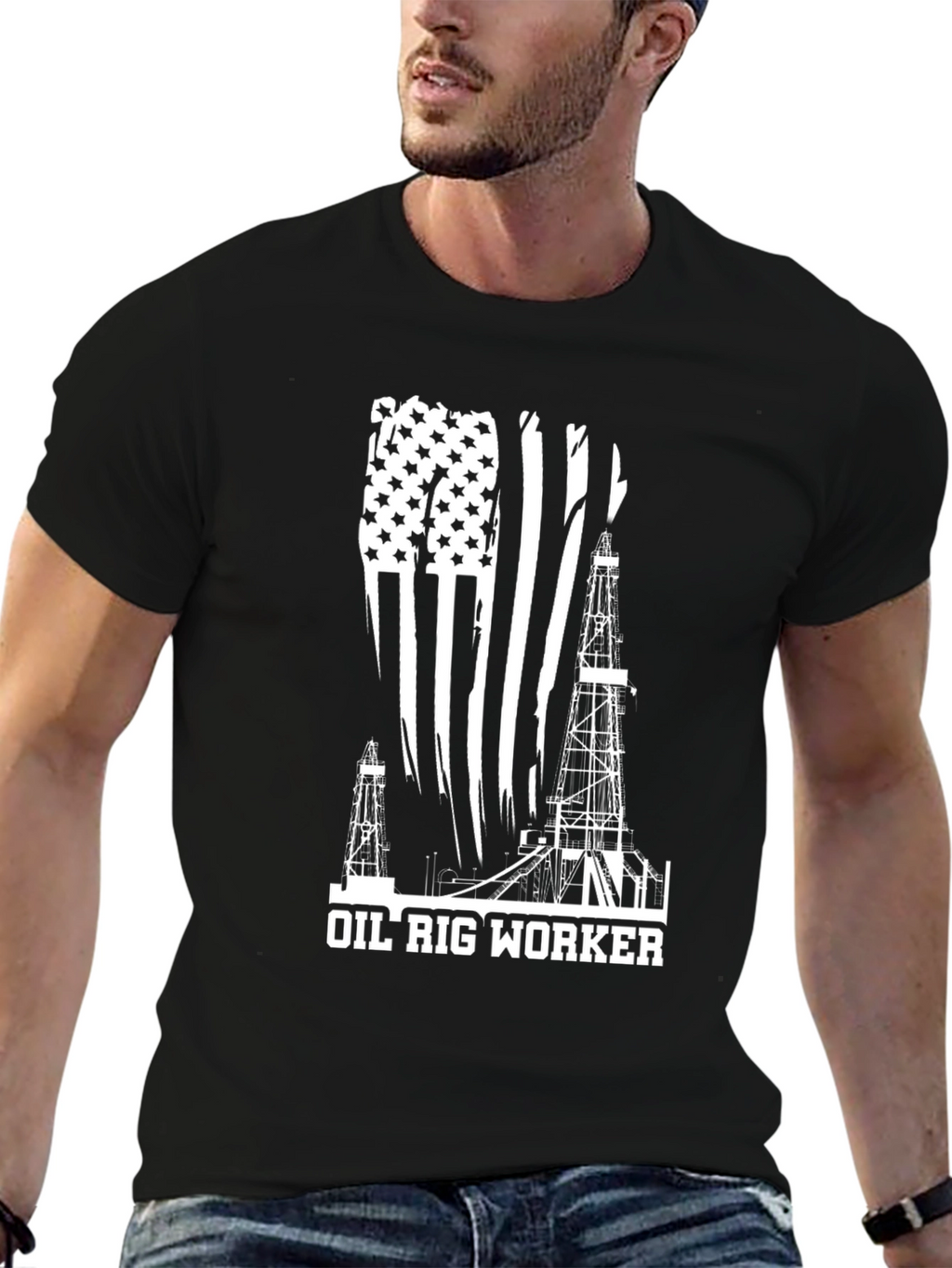 Oil Rig Worker American Flag T-Shirt