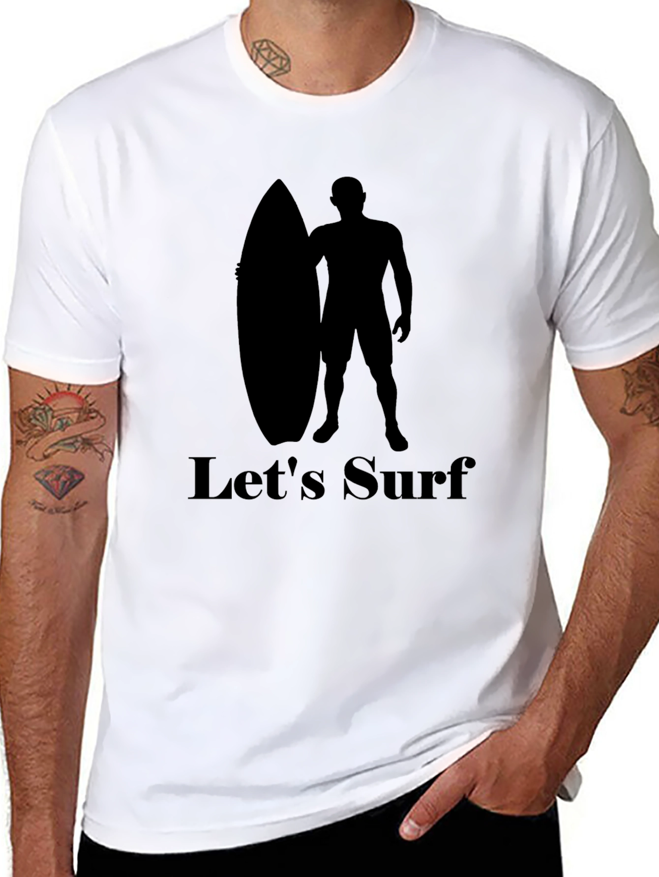 Lets Surf Black Graphic Tee - Beach Vibes