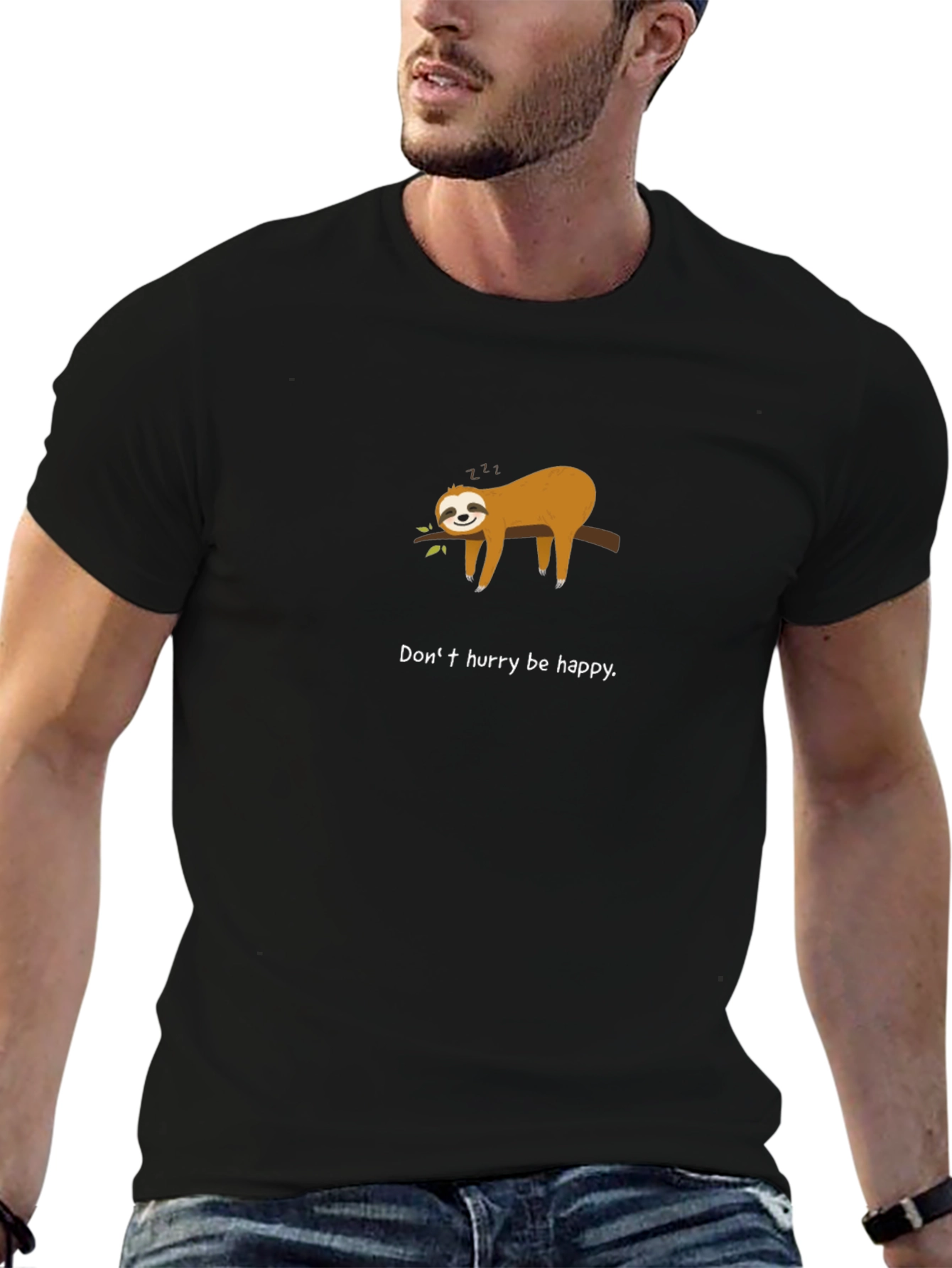 Sloth Be Happy T-Shirt - Relaxed Graphic Tee