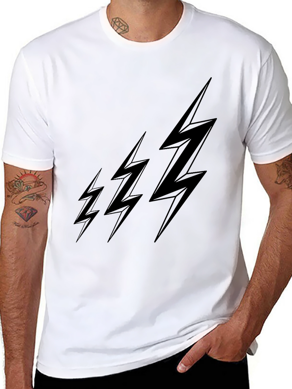 Black Lightning Bolt T-Shirt - Modern Graphic Tee