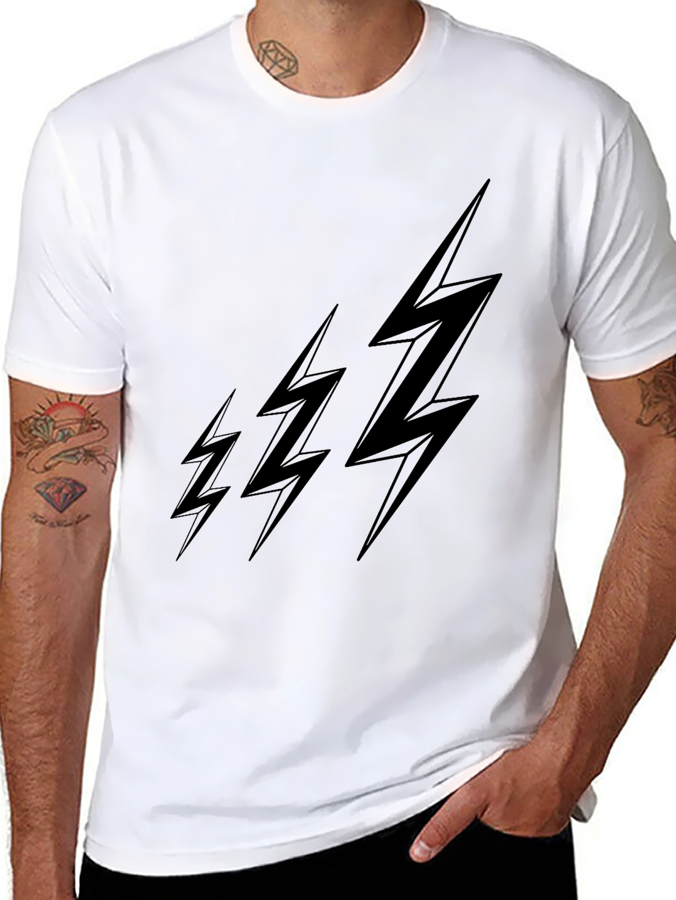 Black Lightning Bolt T-Shirt - Modern Graphic Tee