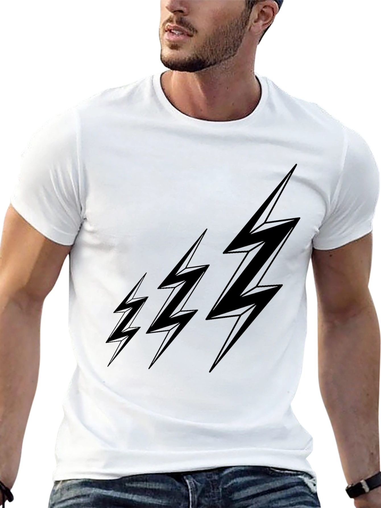 Black Lightning Bolt T-Shirt - Modern Graphic Tee