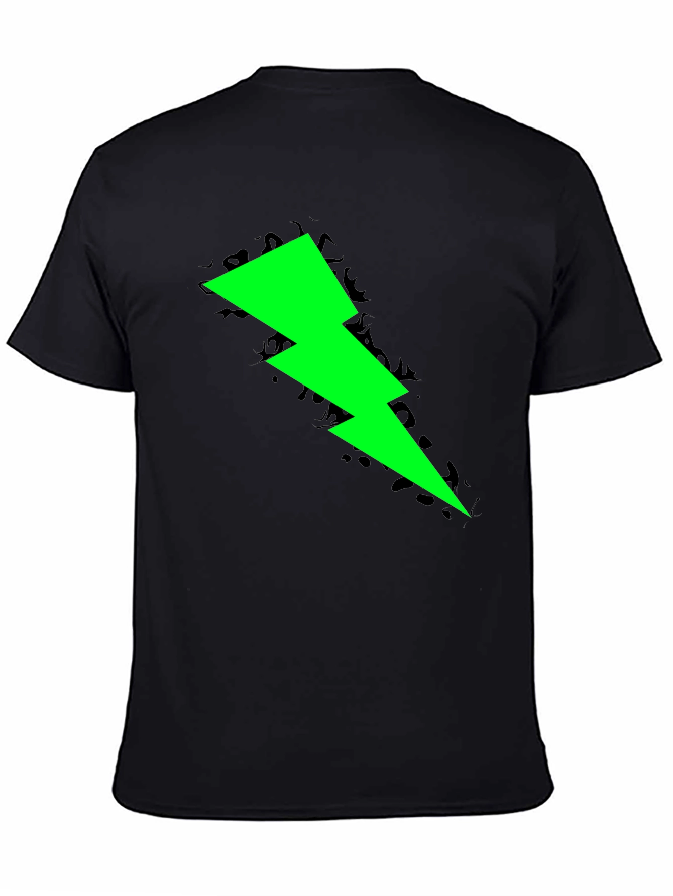 Neon Lightning Bolt Graphic Black T-Shirt