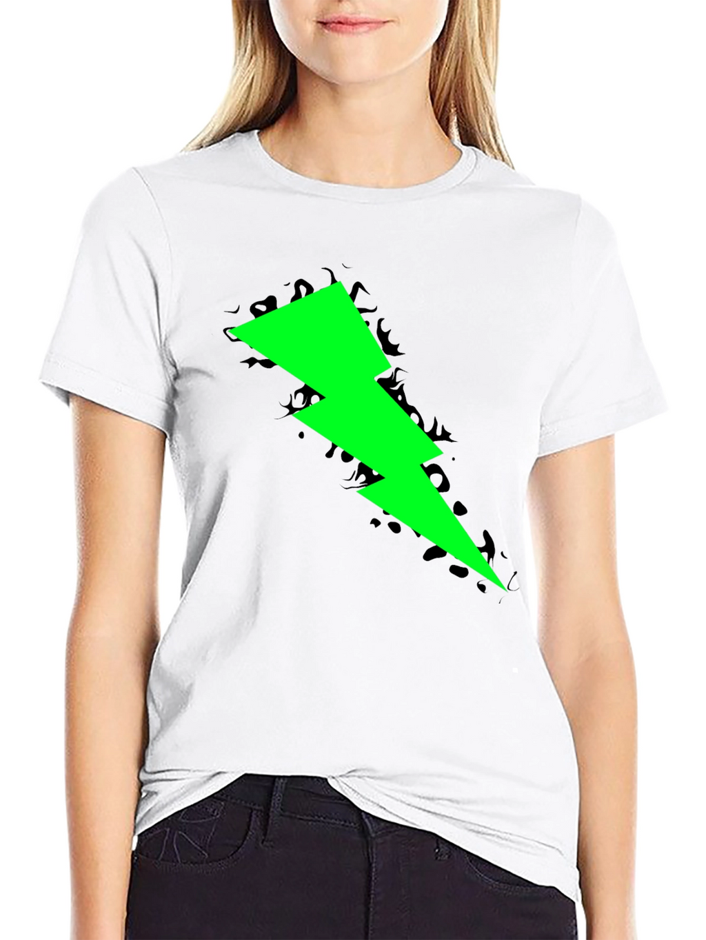 Neon Lightning Bolt Graphic Black T-Shirt