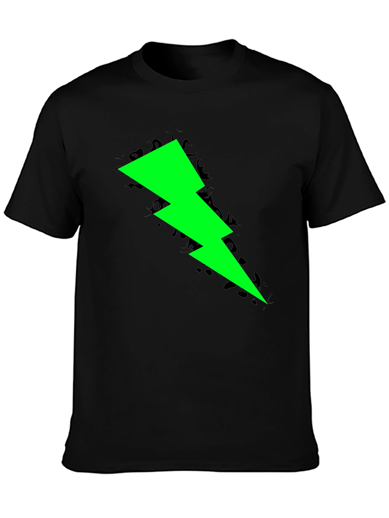 Neon Lightning Bolt Graphic Black T-Shirt