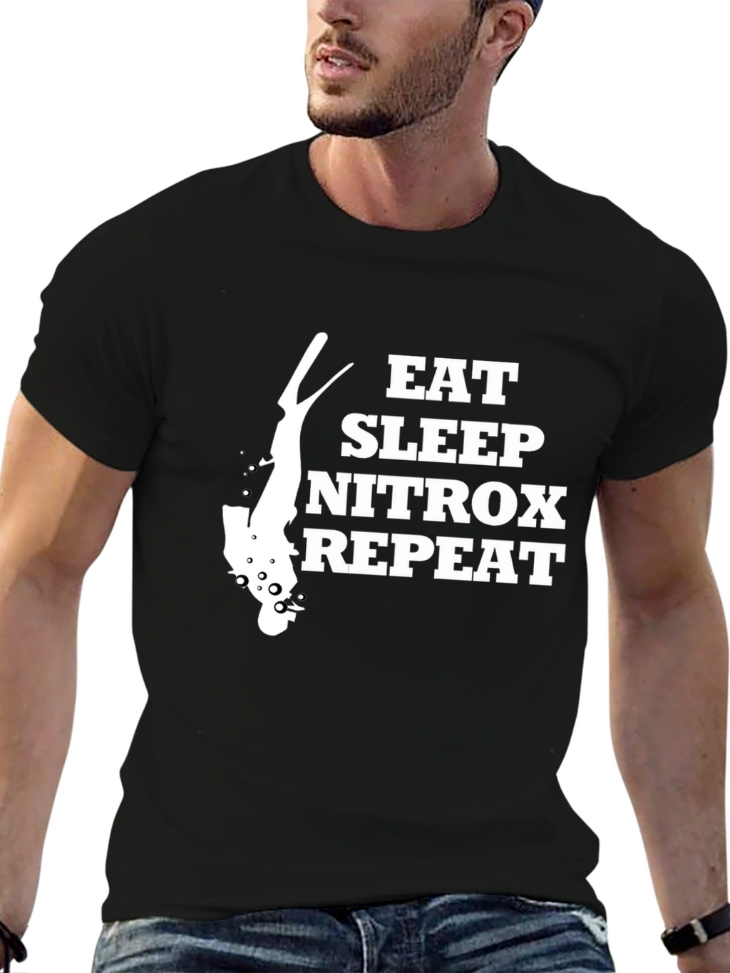 Eat Sleep Nitrox Repeat Black T-Shirt - Diver Gift