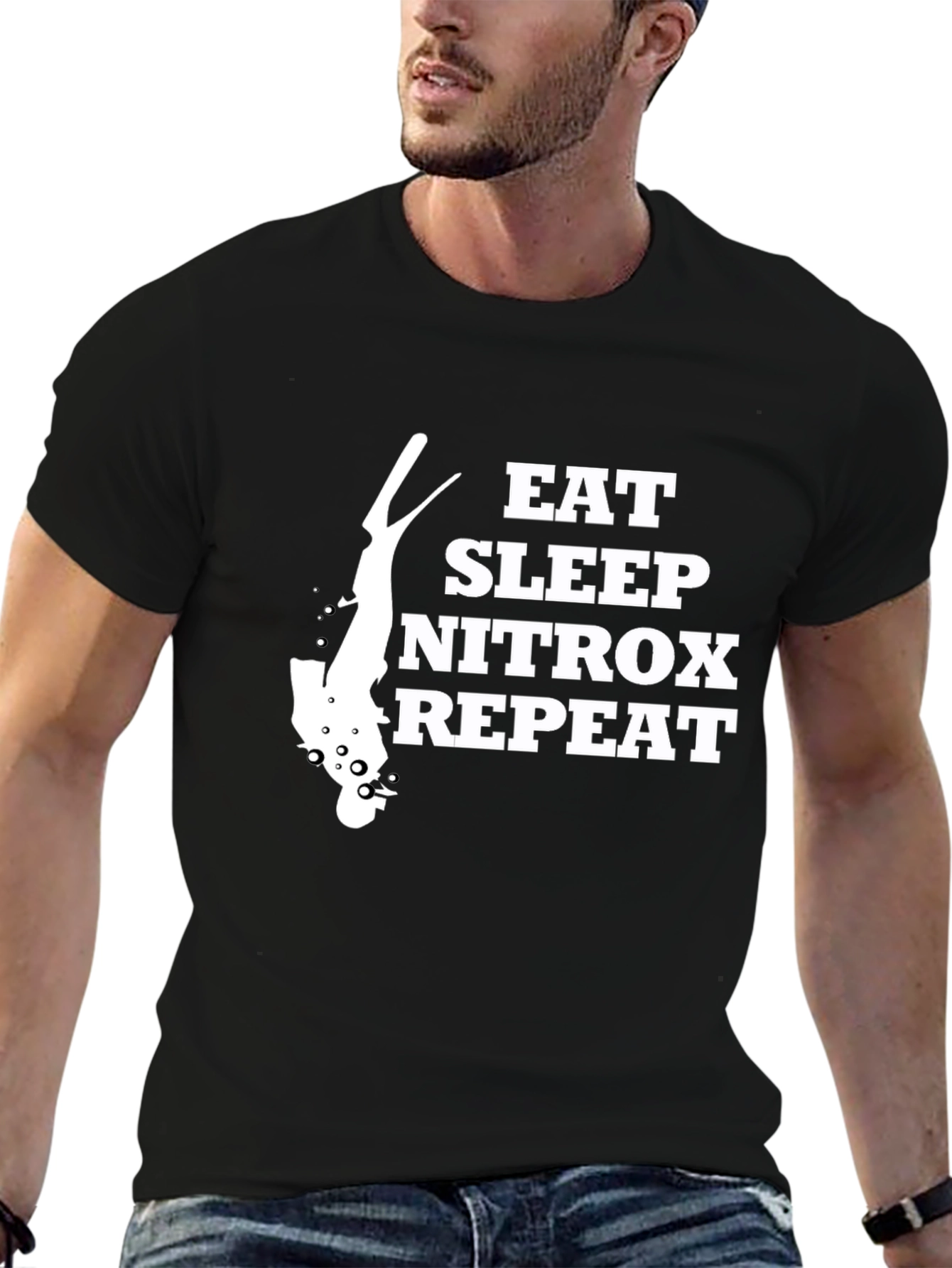 Eat Sleep Nitrox Repeat Black T-Shirt - Diver Gift