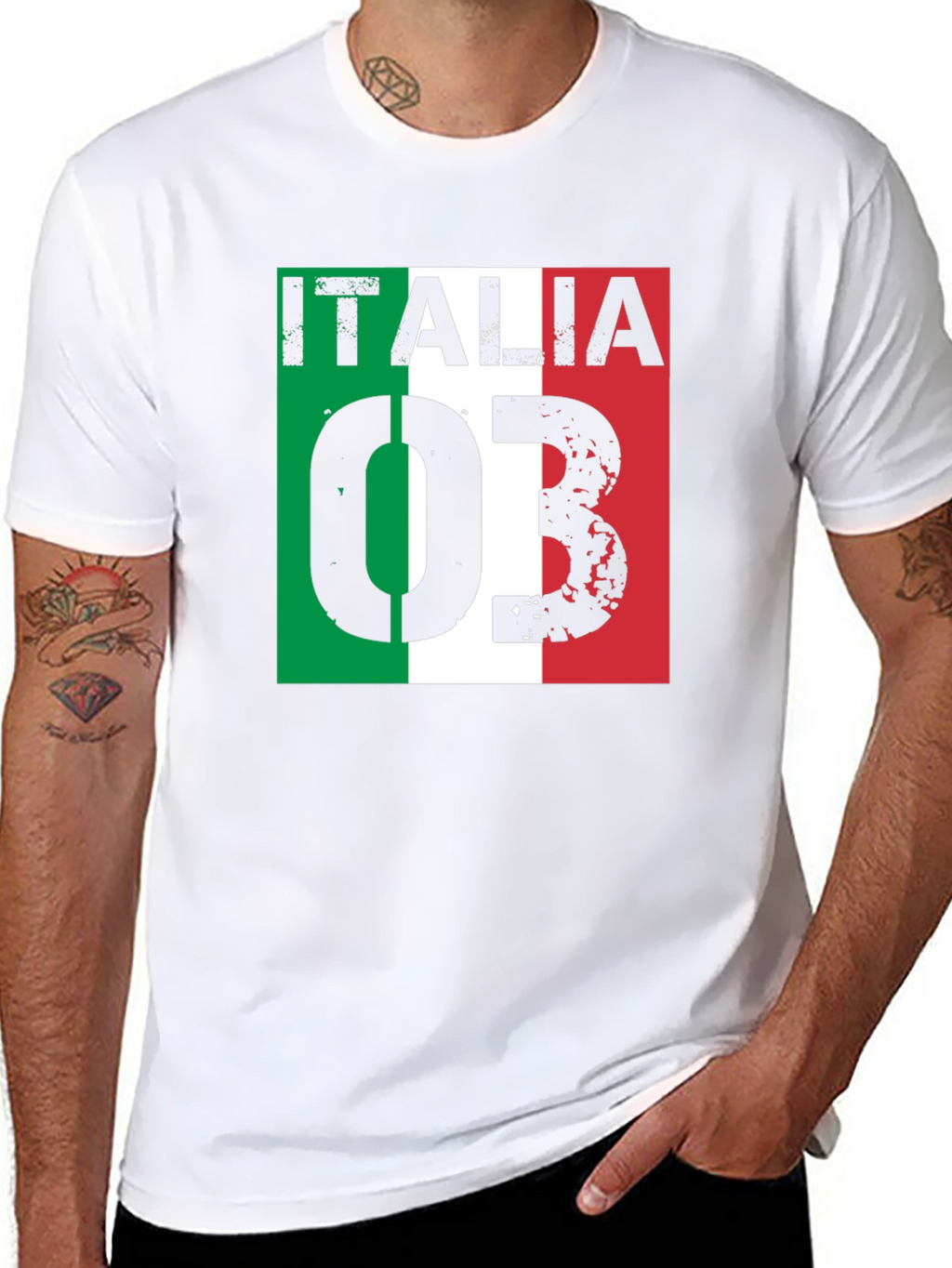 Italia T-Shirt Mens Fashion Tee Italian Flag Design