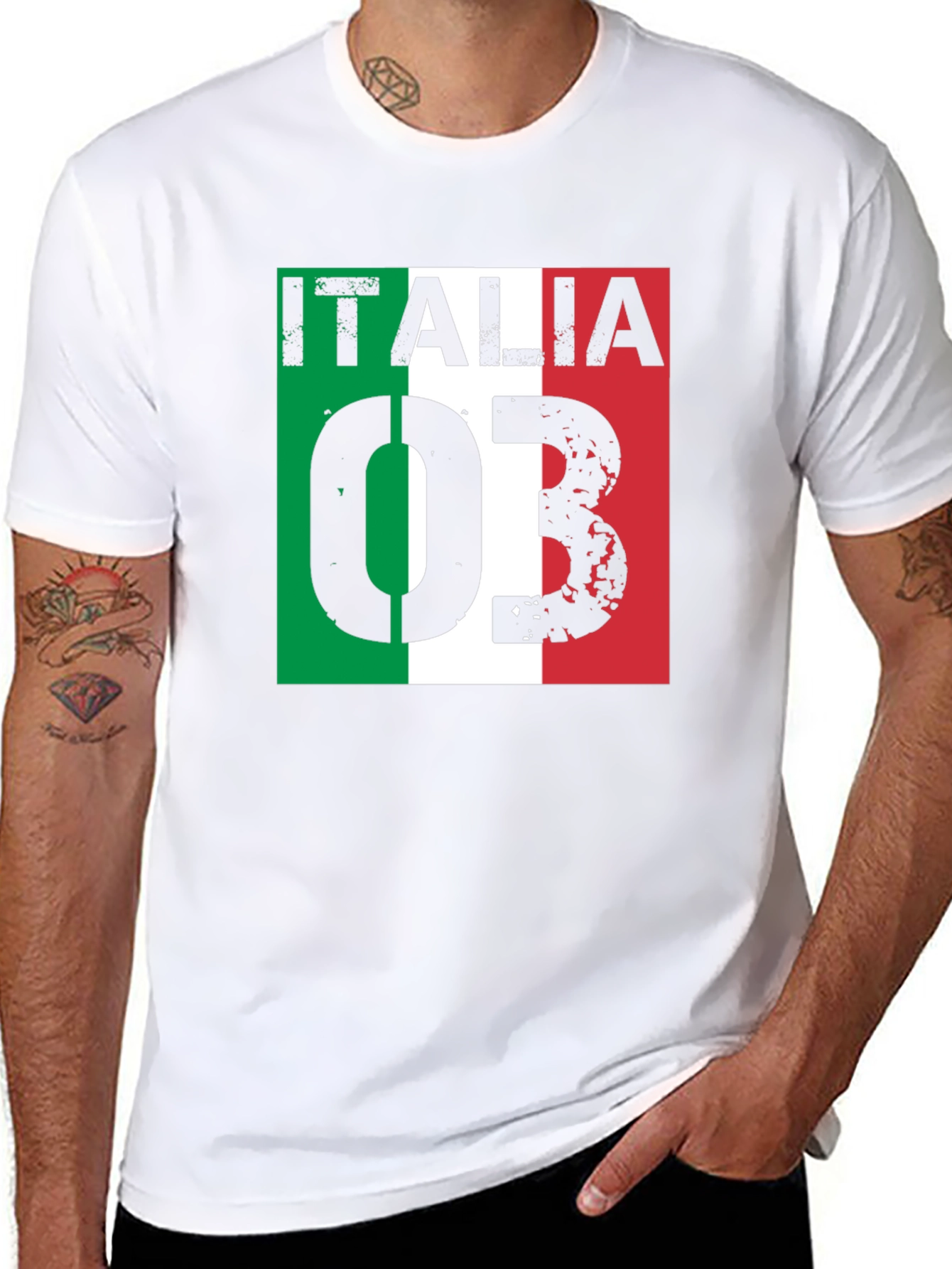 Italia T-Shirt Mens Fashion Tee Italian Flag Design