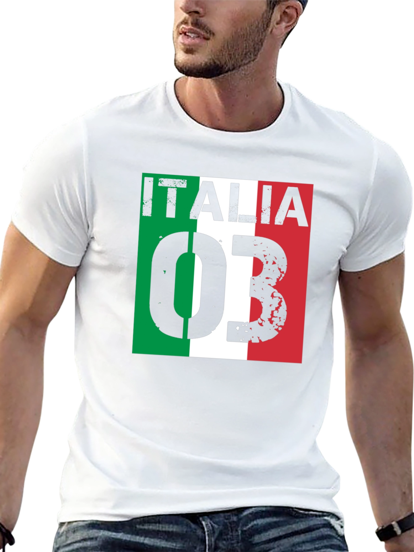 Italia T-Shirt Mens Fashion Tee Italian Flag Design