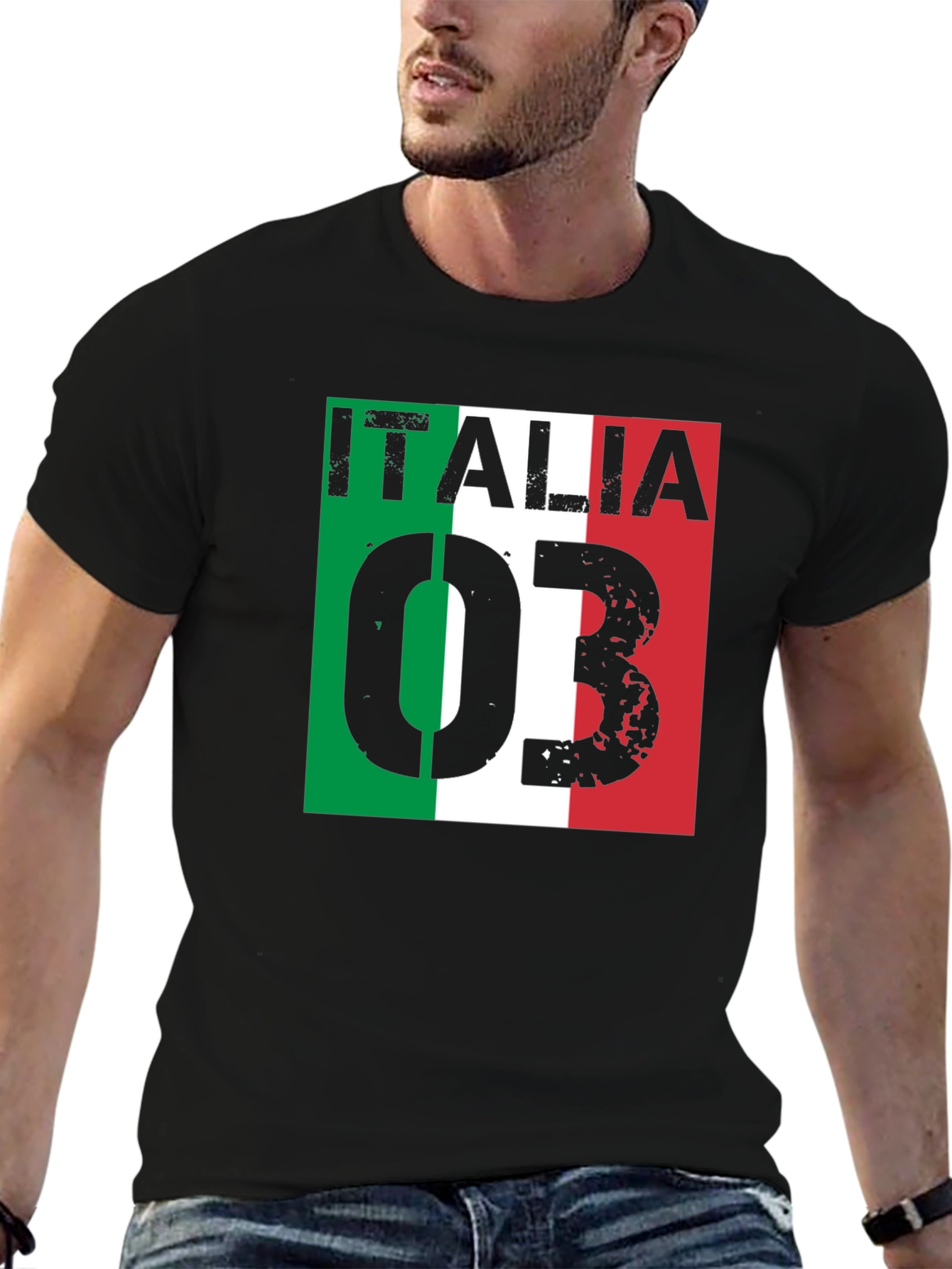 Italia T-Shirt Mens Fashion Tee Italian Flag Design