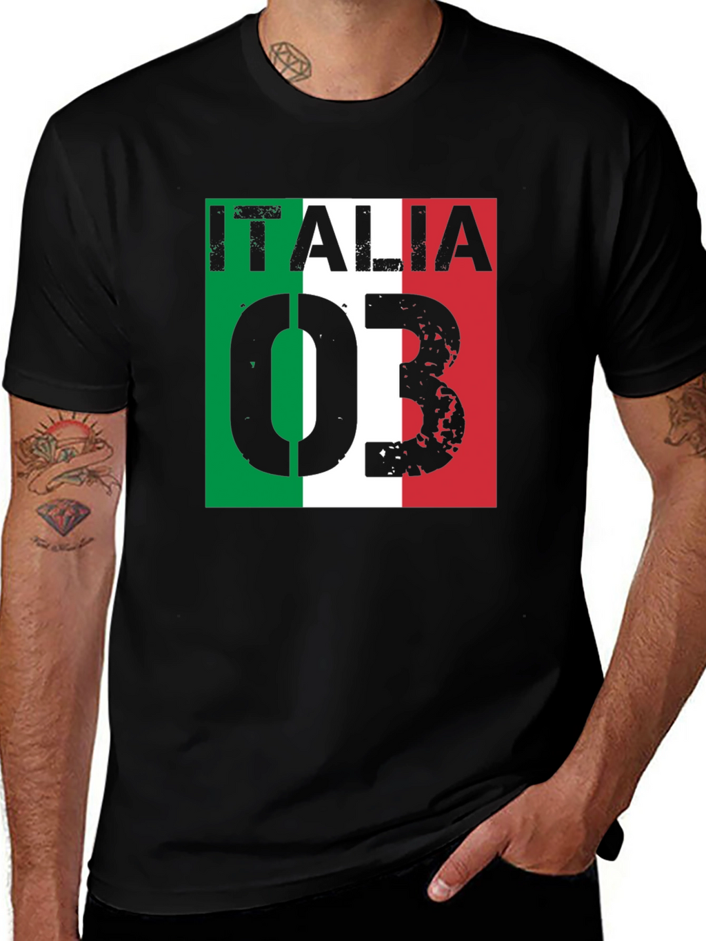 Italia T-Shirt Mens Fashion Tee Italian Flag Design
