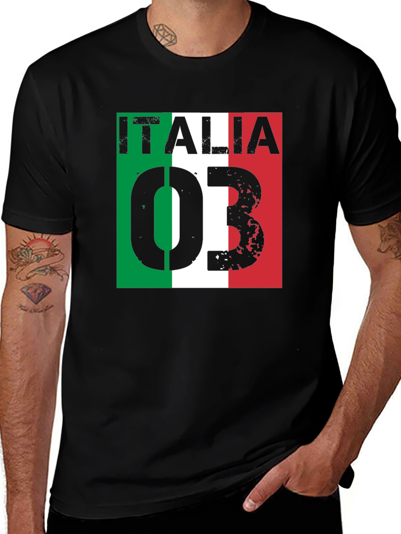 Italia T-Shirt Mens Fashion Tee Italian Flag Design