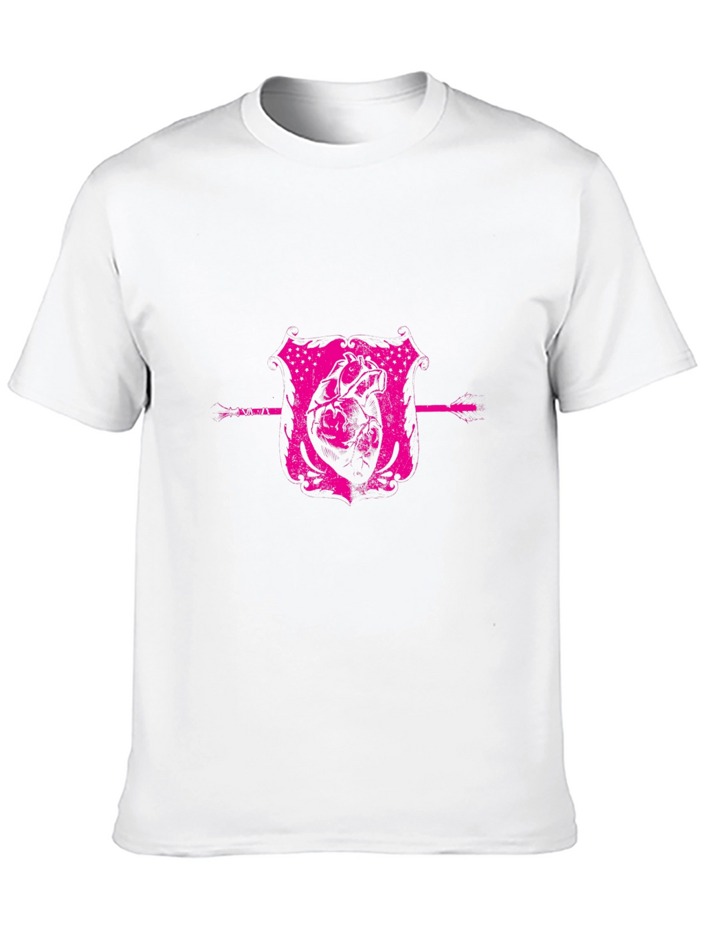 Pink Heart Crest Graphic Black T-Shirt