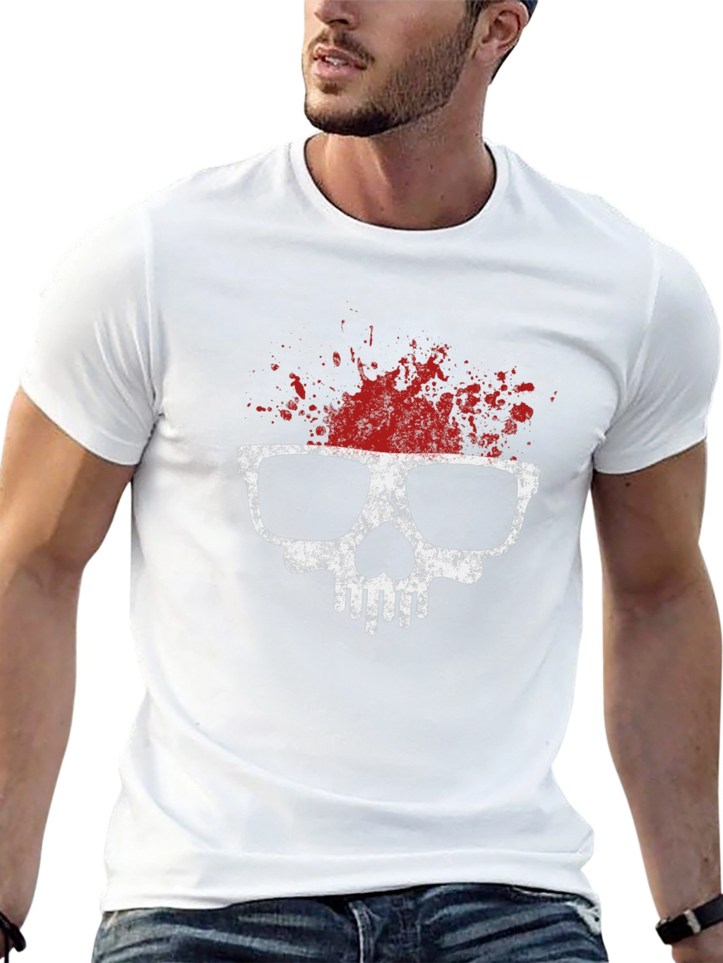 Skull with Glasses T-Shirt - Grunge Style