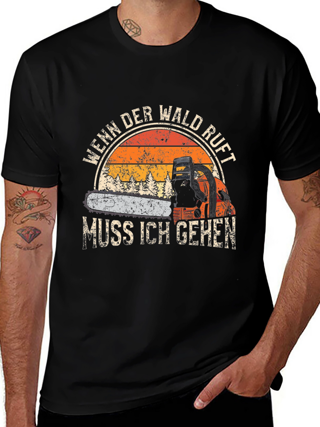 Wenn Der Wald Ruft T-Shirt - Chainsaw Design
