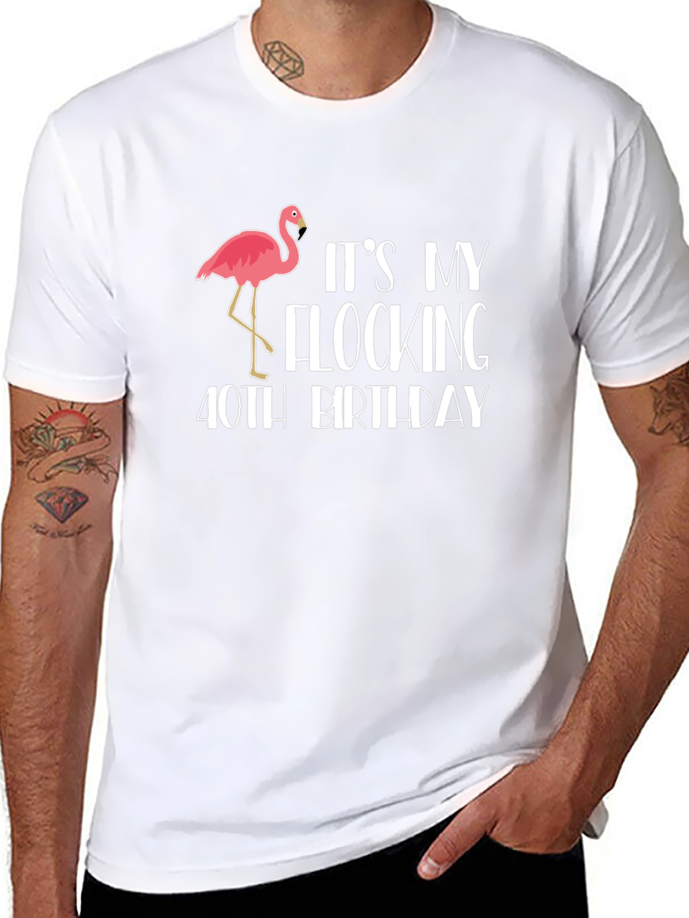 Flocking 40th Birthday Flamingo T-Shirt