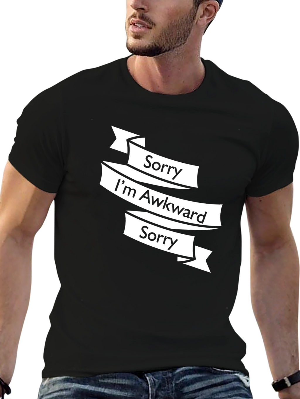 Awkward Sorry Graphic Tee - Black Casual T-Shirt