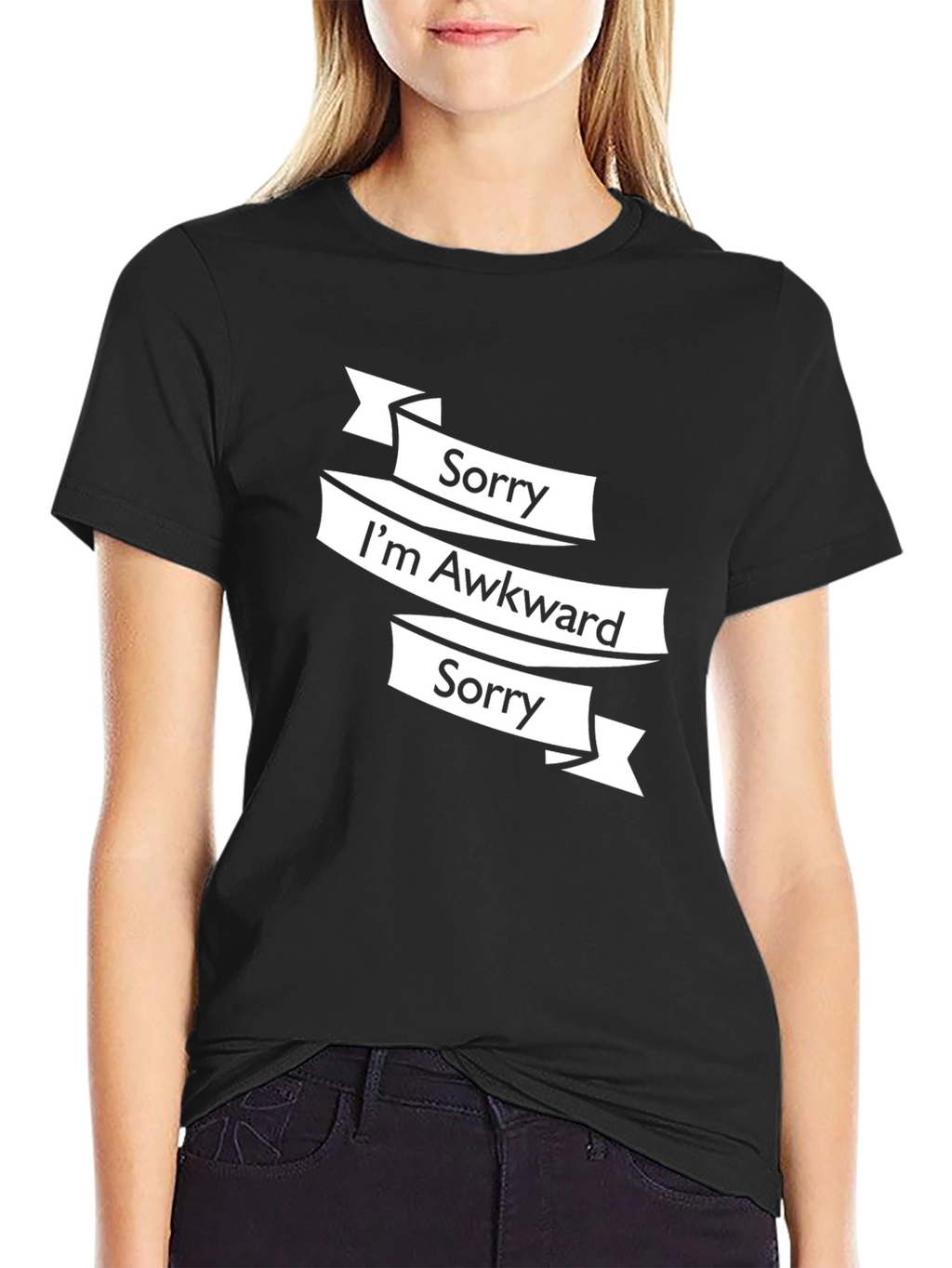 Awkward Sorry Graphic Tee - Black Casual T-Shirt