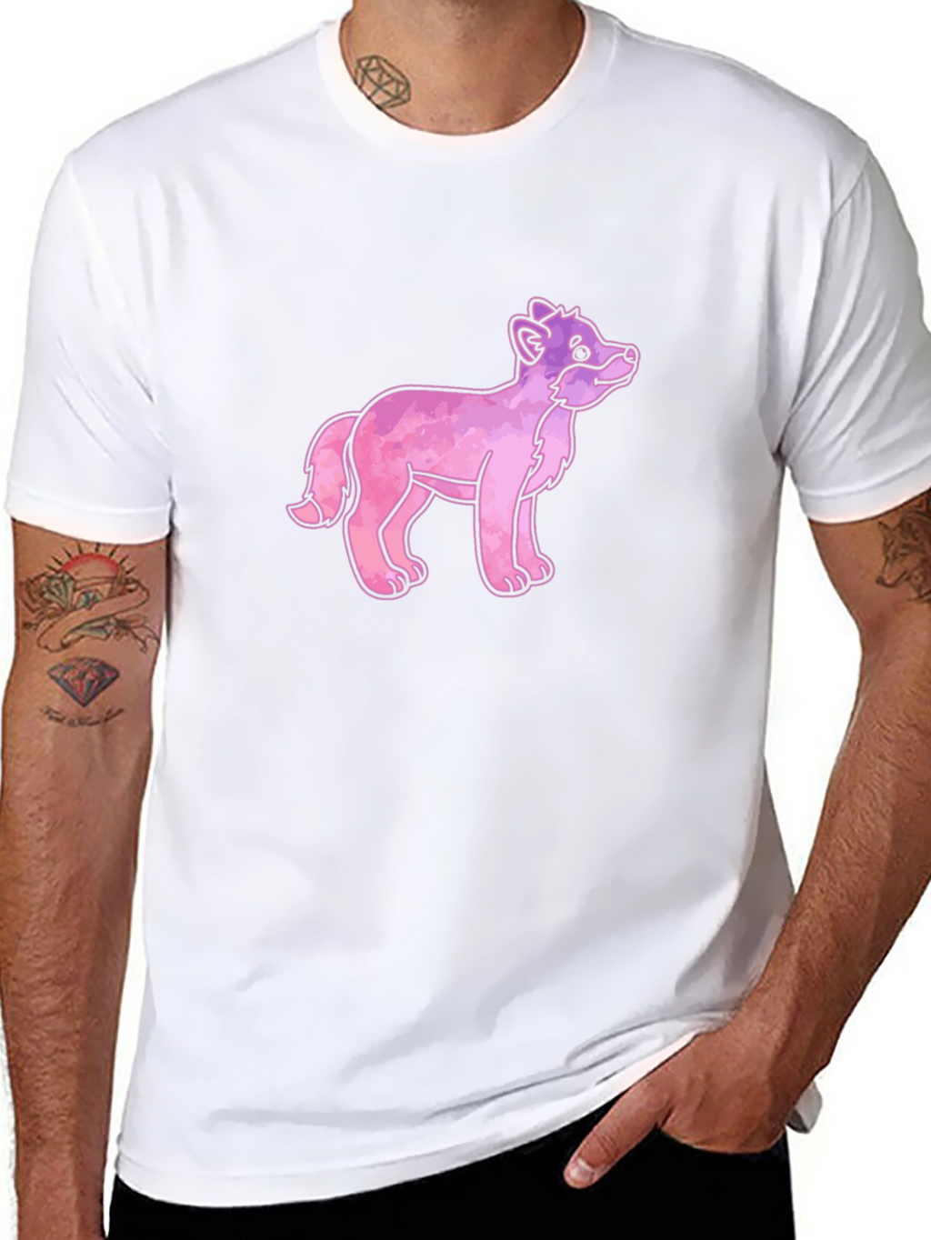Cartoon Fox Graphic Tee - Black Cotton T-Shirt
