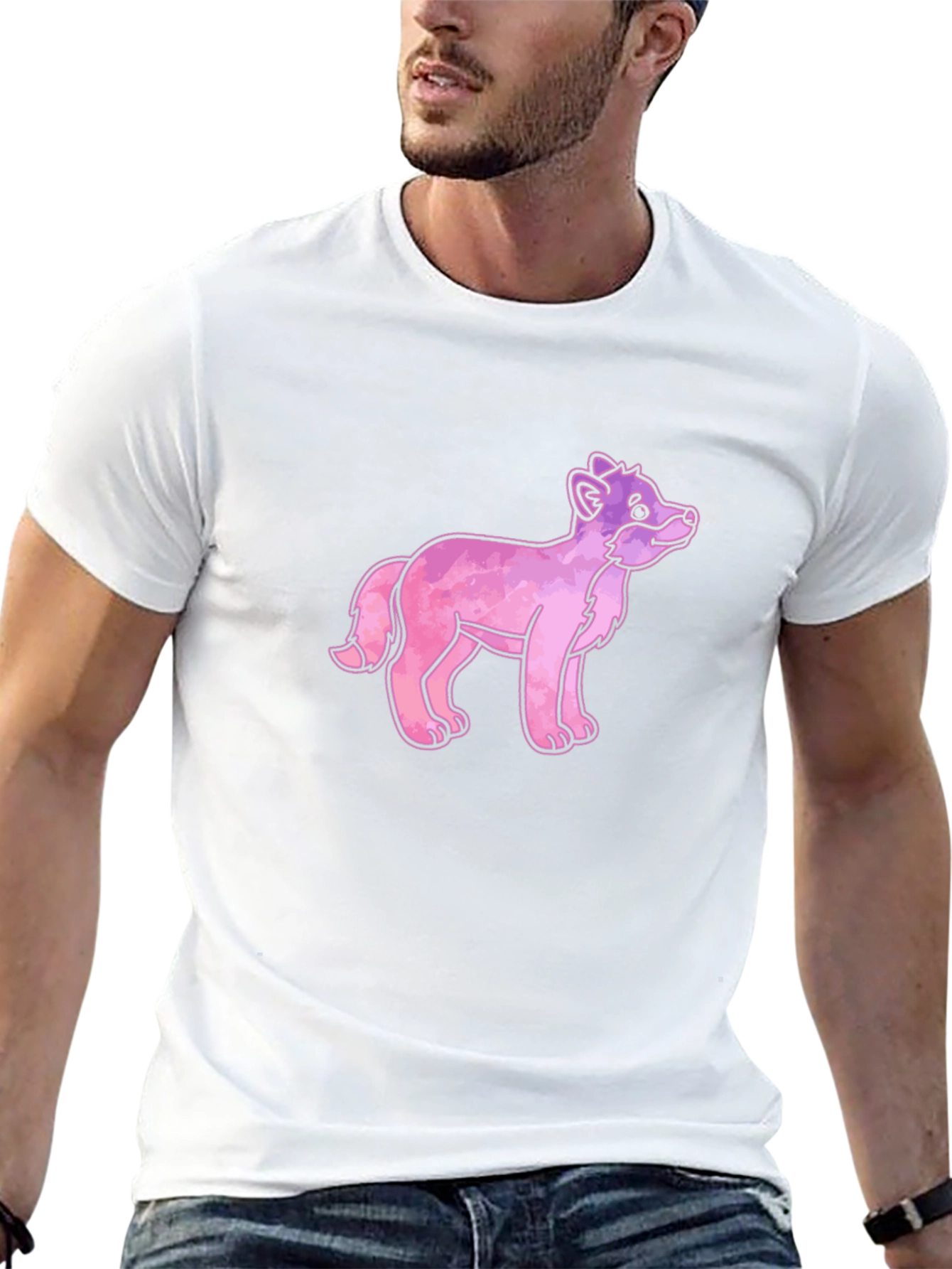 Cartoon Fox Graphic Tee - Black Cotton T-Shirt