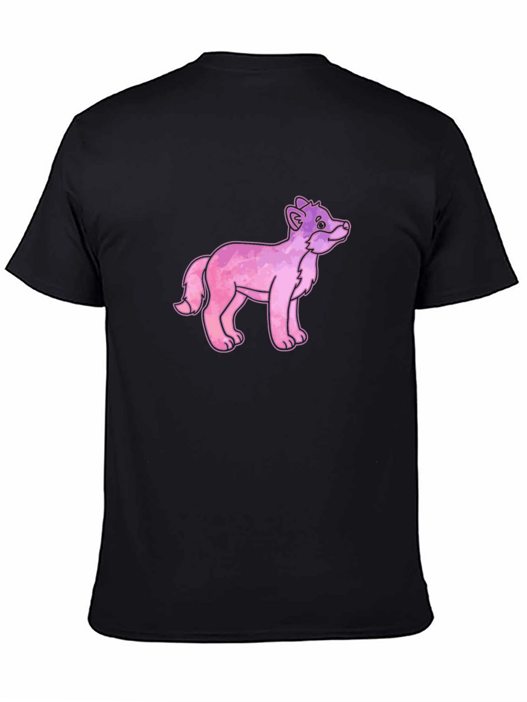 Cartoon Fox Graphic Tee - Black Cotton T-Shirt
