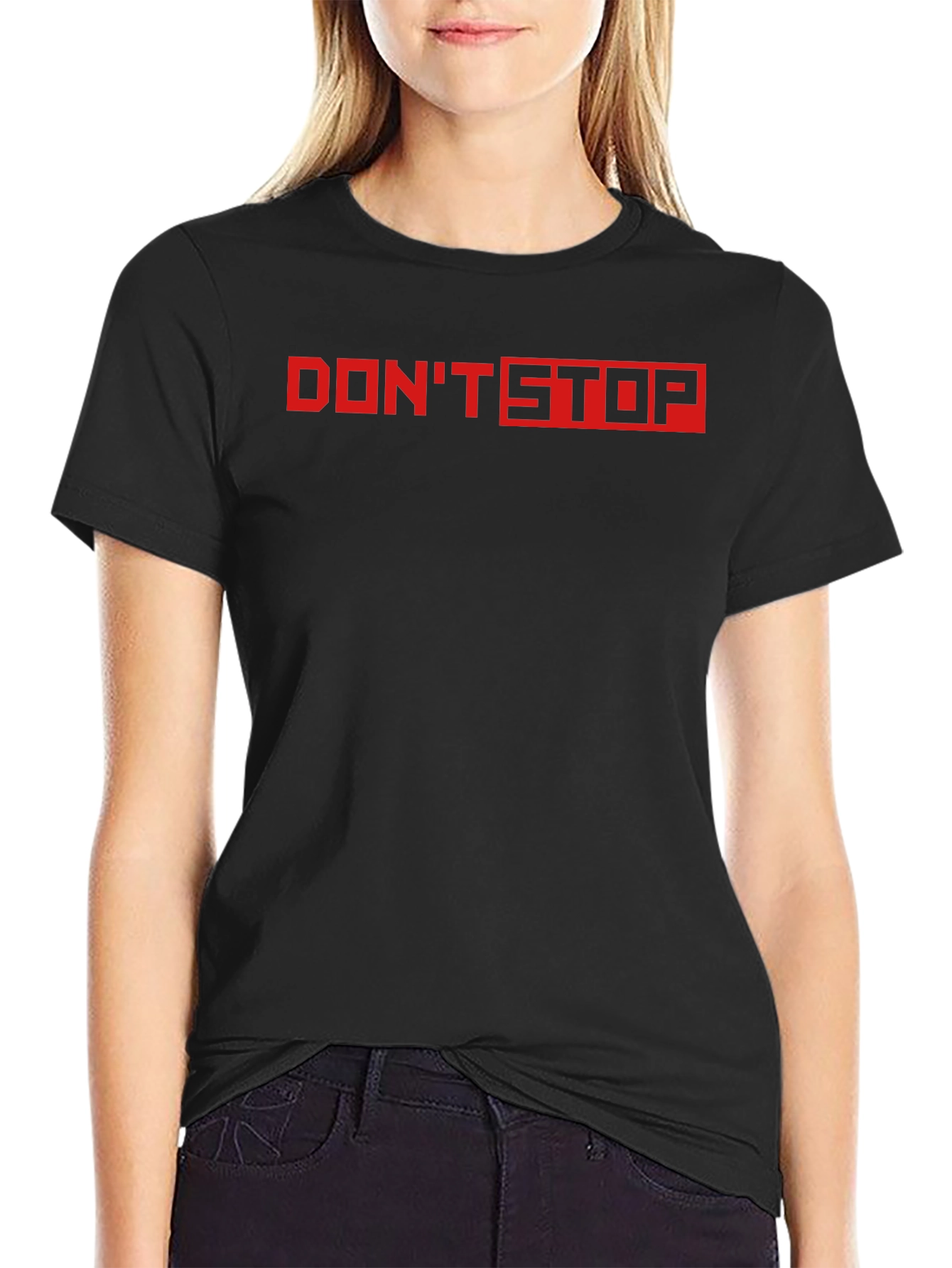 Dont Stop Red Graphic Black T-Shirt