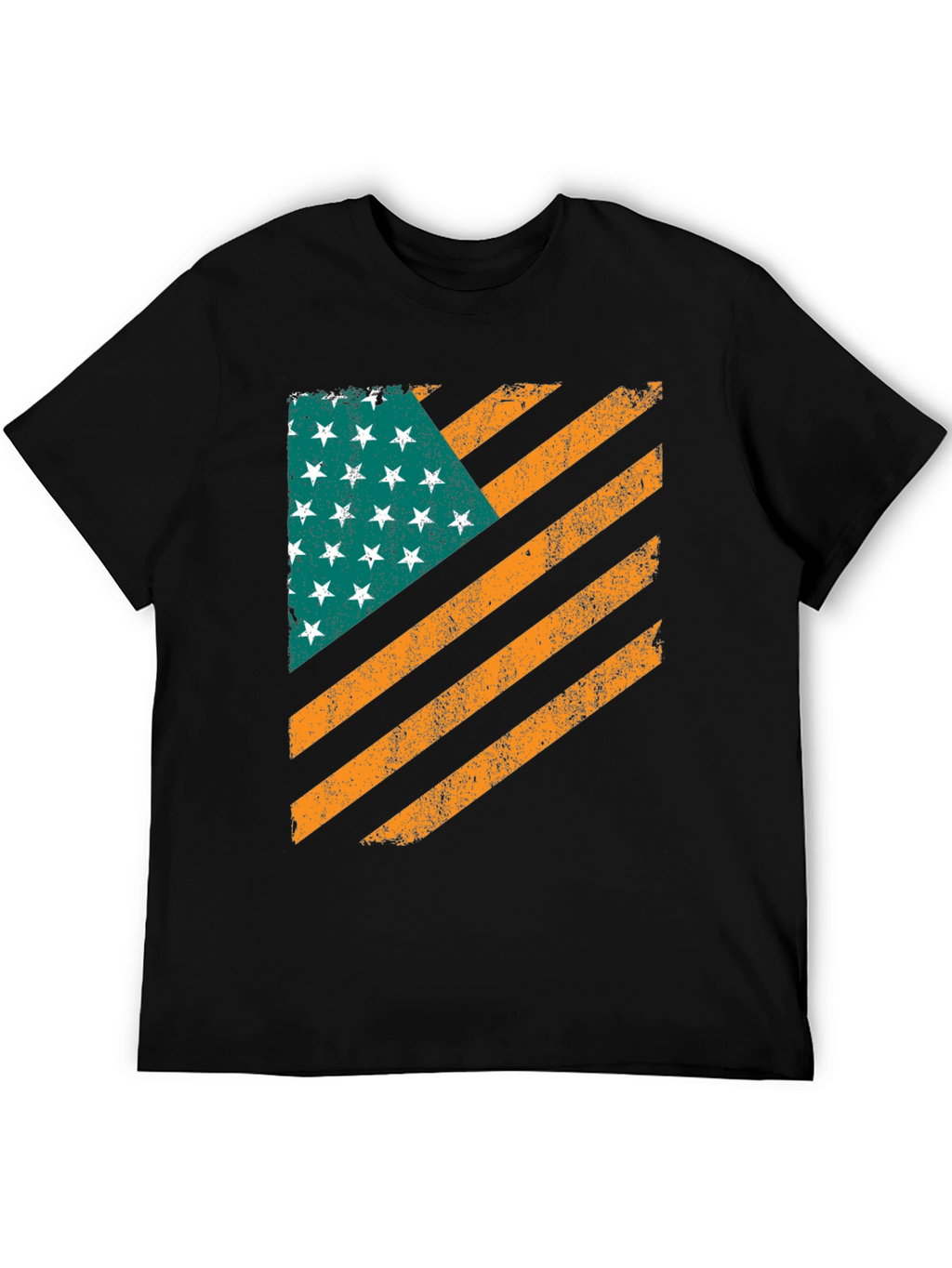 Distressed American Flag Graphic Black T-Shirt