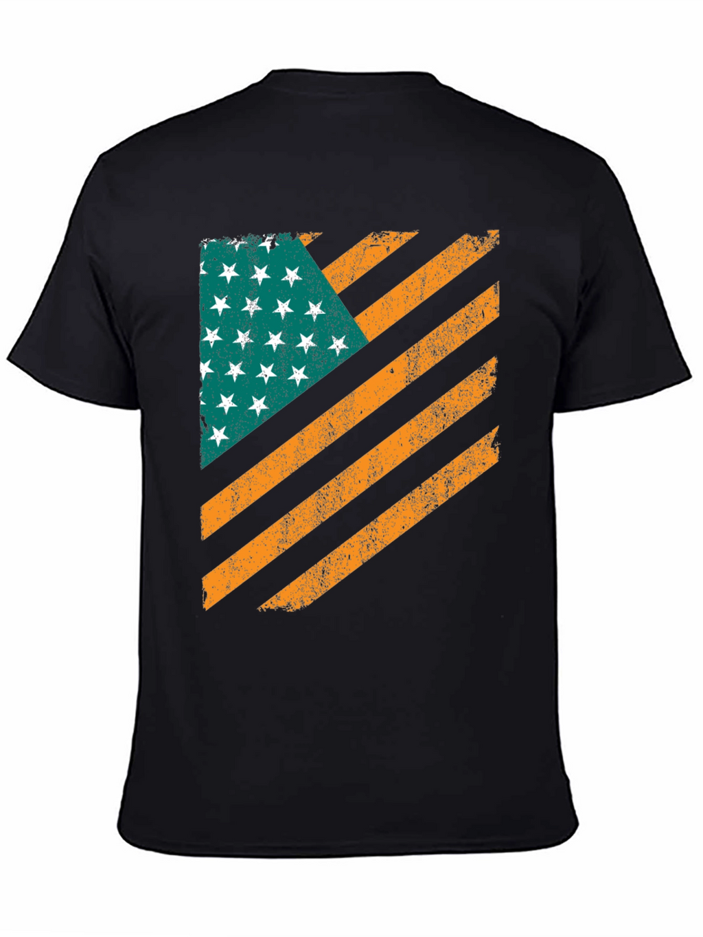 Distressed American Flag Graphic Black T-Shirt