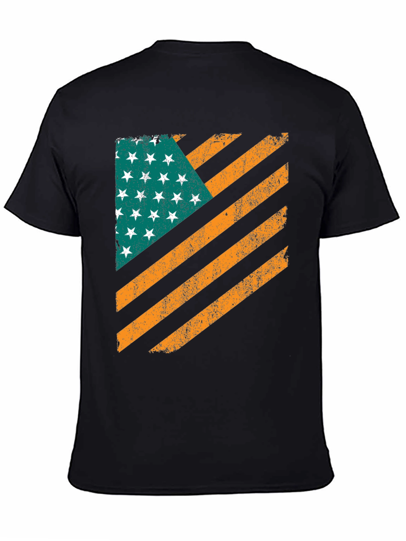 Distressed American Flag Graphic Black T-Shirt