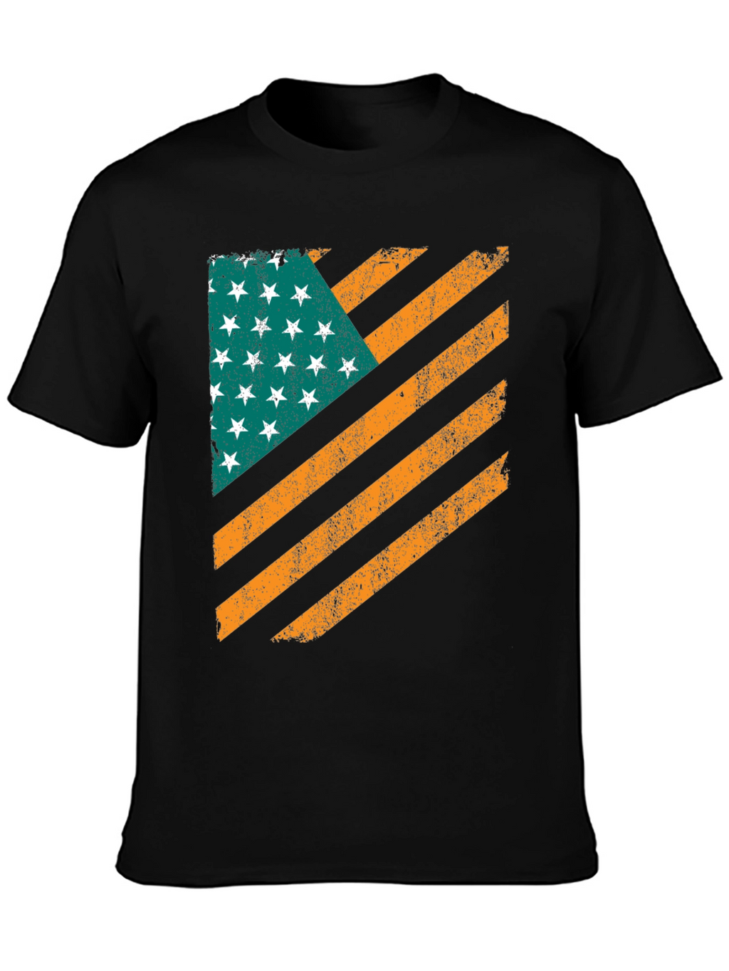 Distressed American Flag Graphic Black T-Shirt