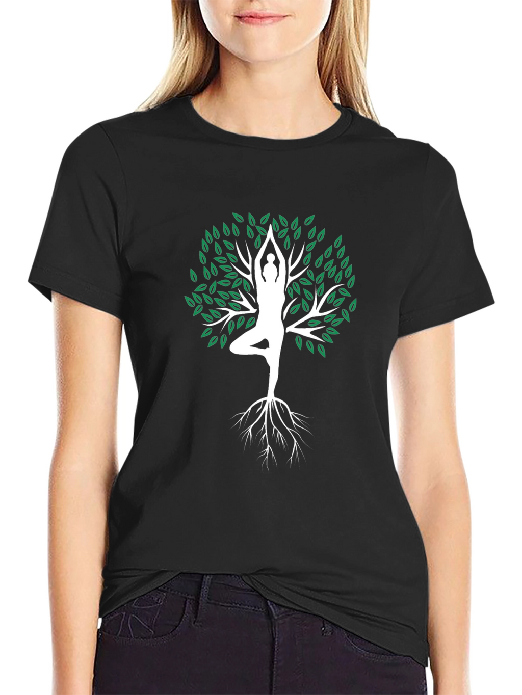 Yoga Tree Pose Graphic Tee - Mens Black T-Shirt