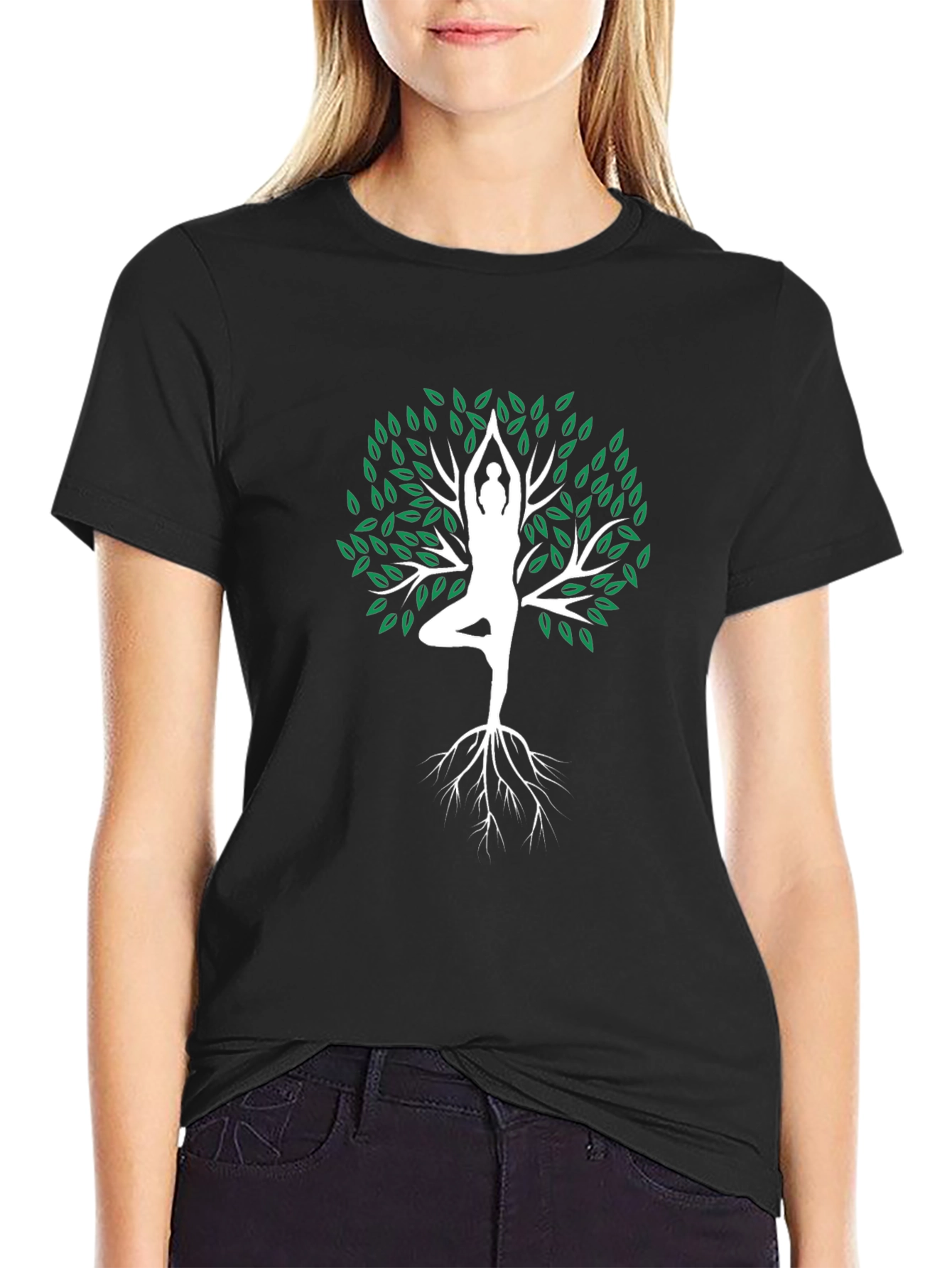 Yoga Tree Pose Graphic Tee - Mens Black T-Shirt
