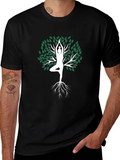 Yoga Tree Pose Graphic Tee - Mens Black T-Shirt