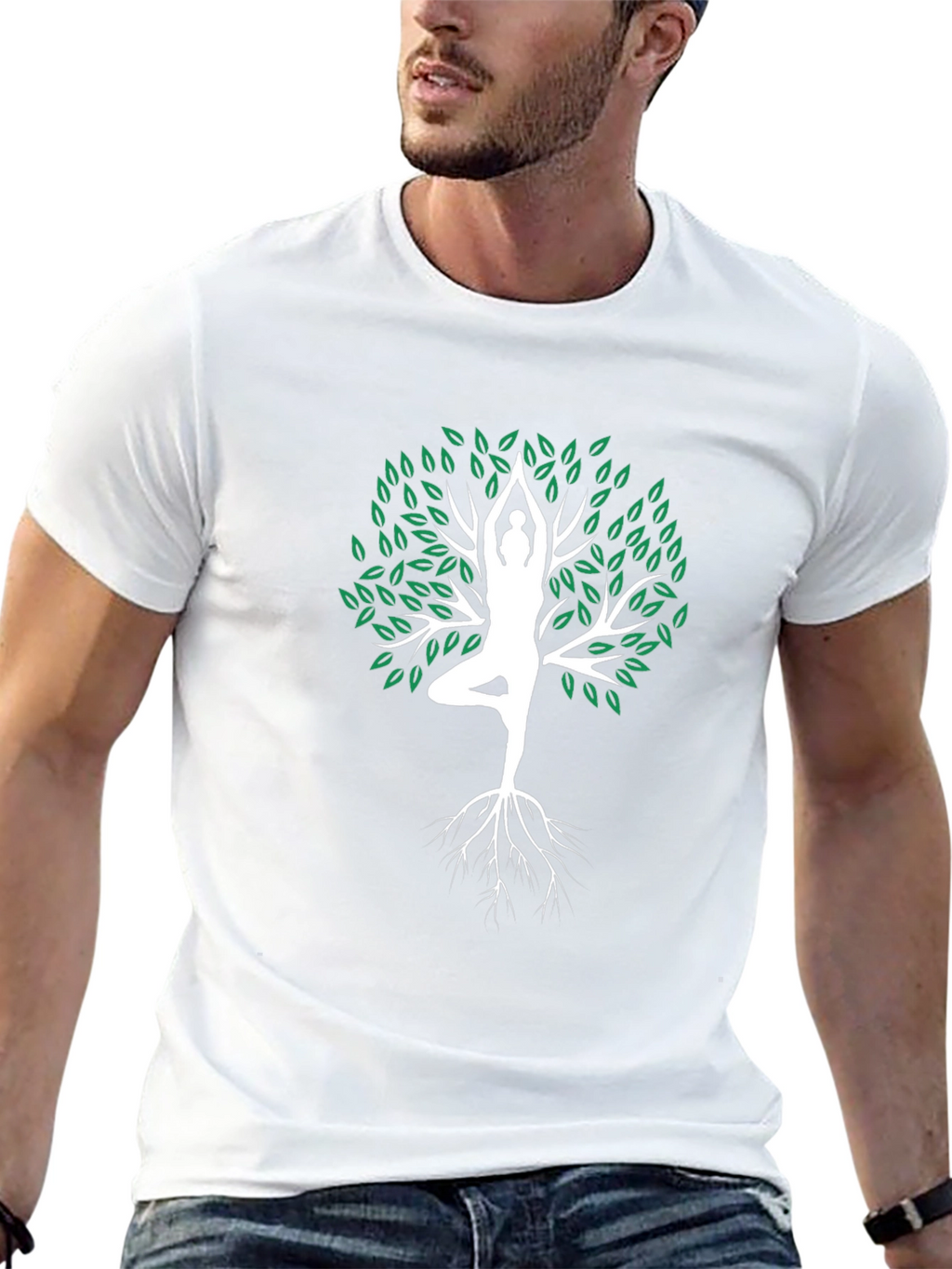 Yoga Tree Pose Graphic Tee - Mens Black T-Shirt