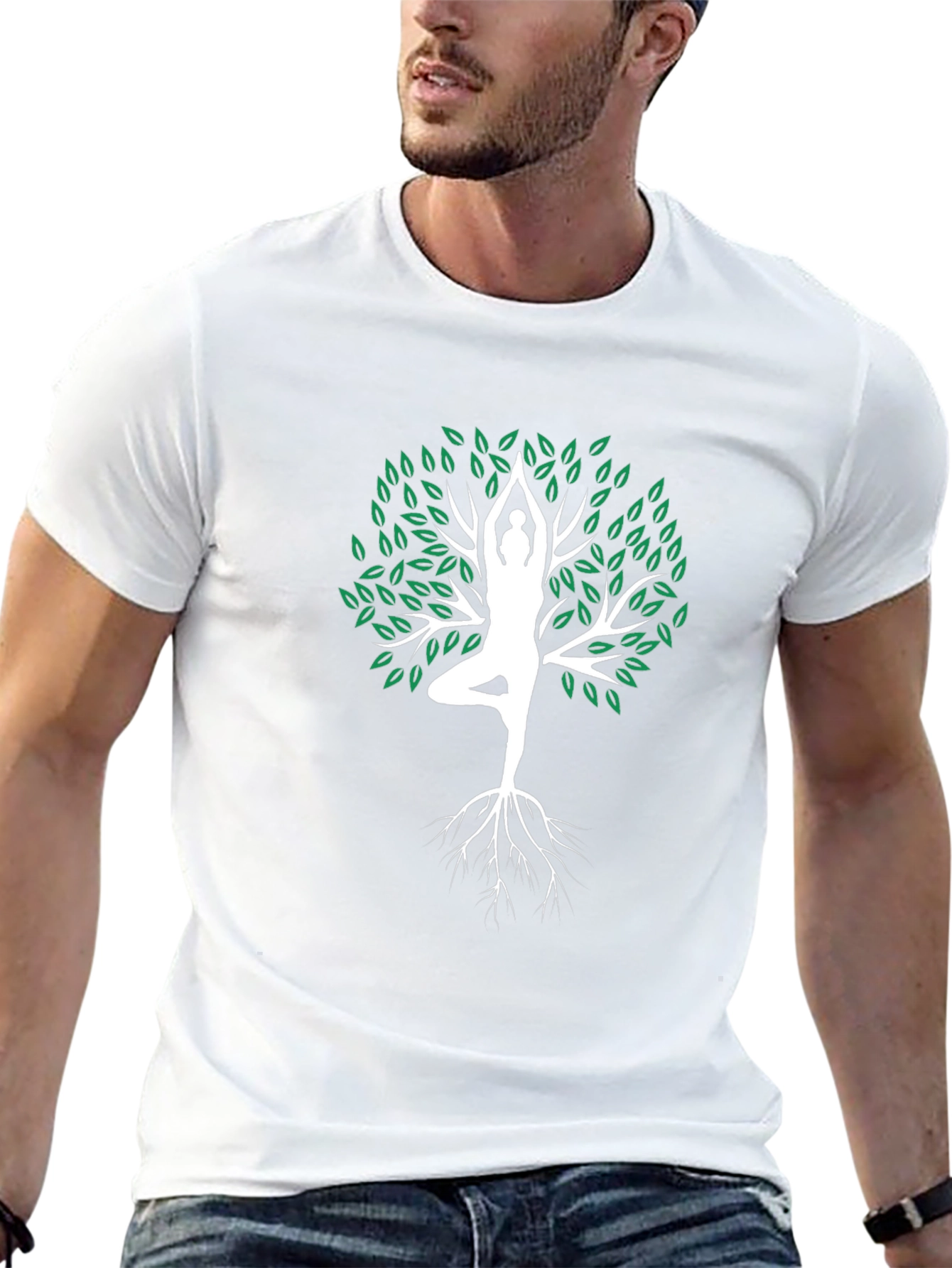 Yoga Tree Pose Graphic Tee - Mens Black T-Shirt