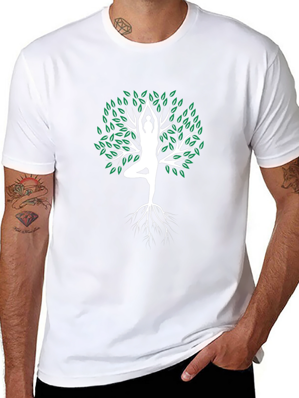 Yoga Tree Pose Graphic Tee - Mens Black T-Shirt