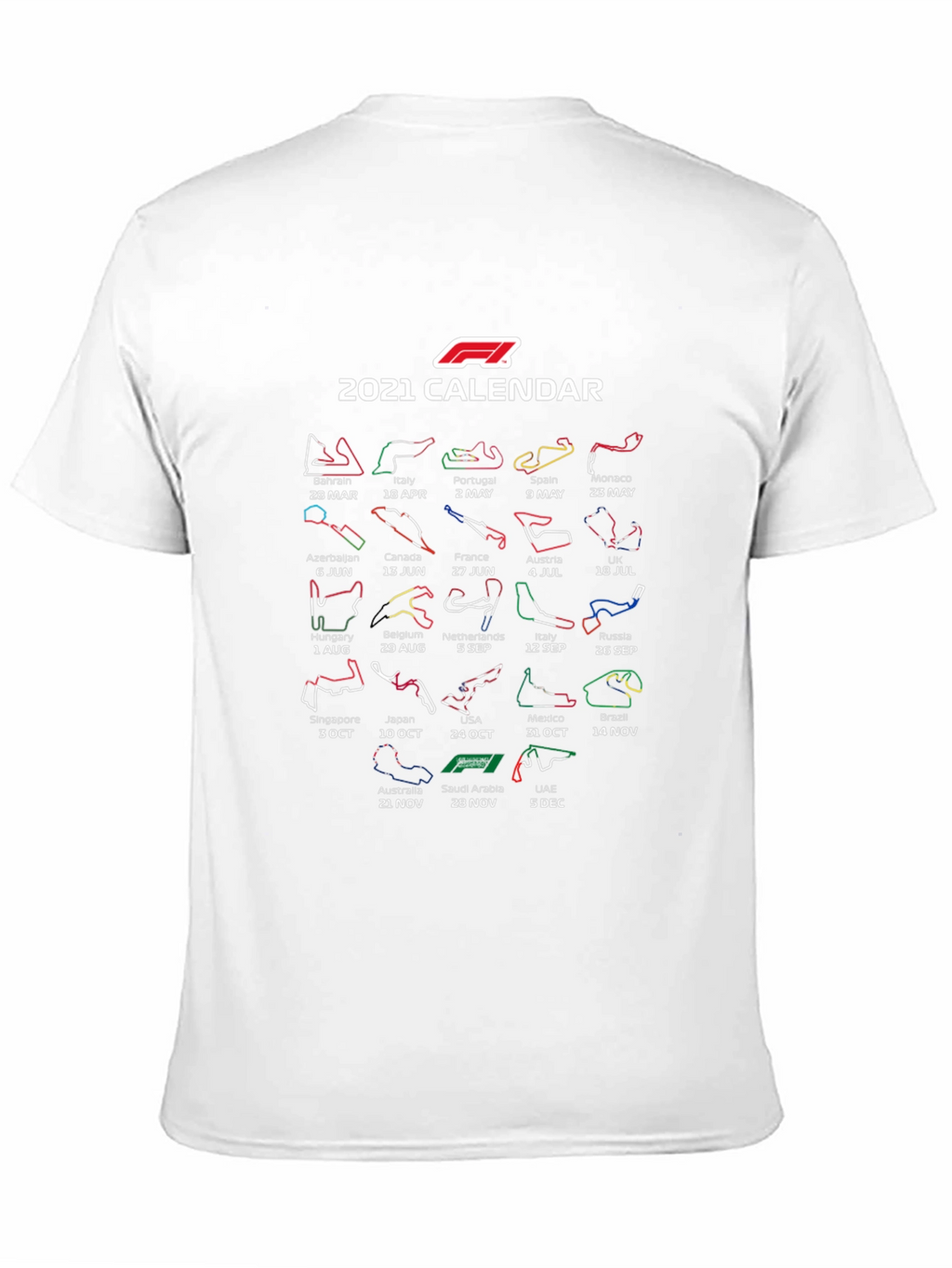 F1 2021 Calendar Black T-Shirt