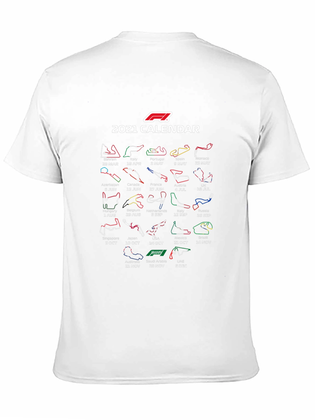 F1 2021 Calendar Black T-Shirt