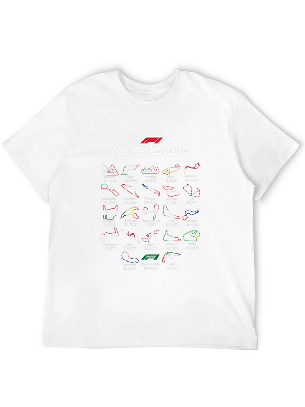 F1 2021 Calendar Black T-Shirt