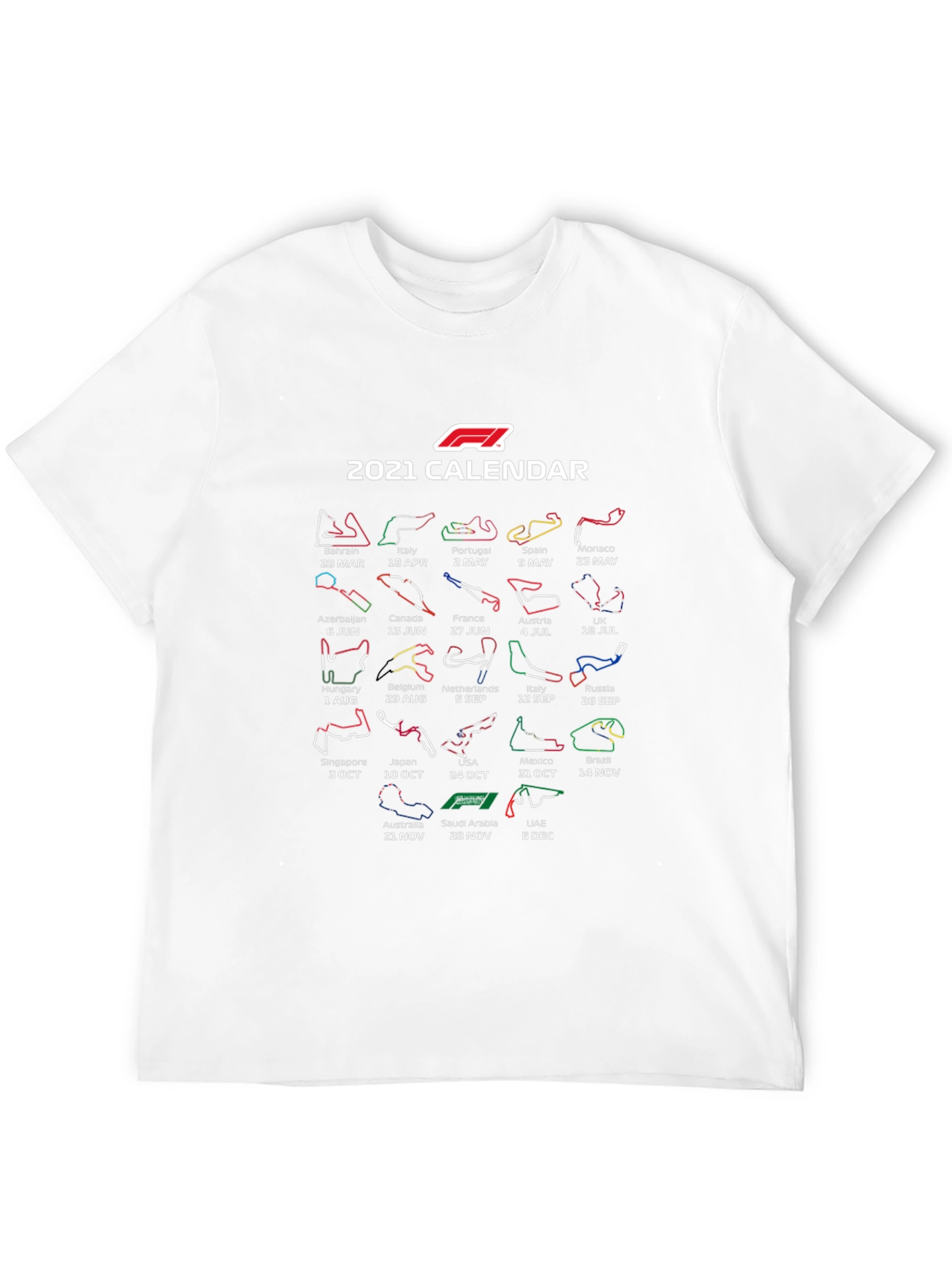 F1 2021 Calendar Black T-Shirt