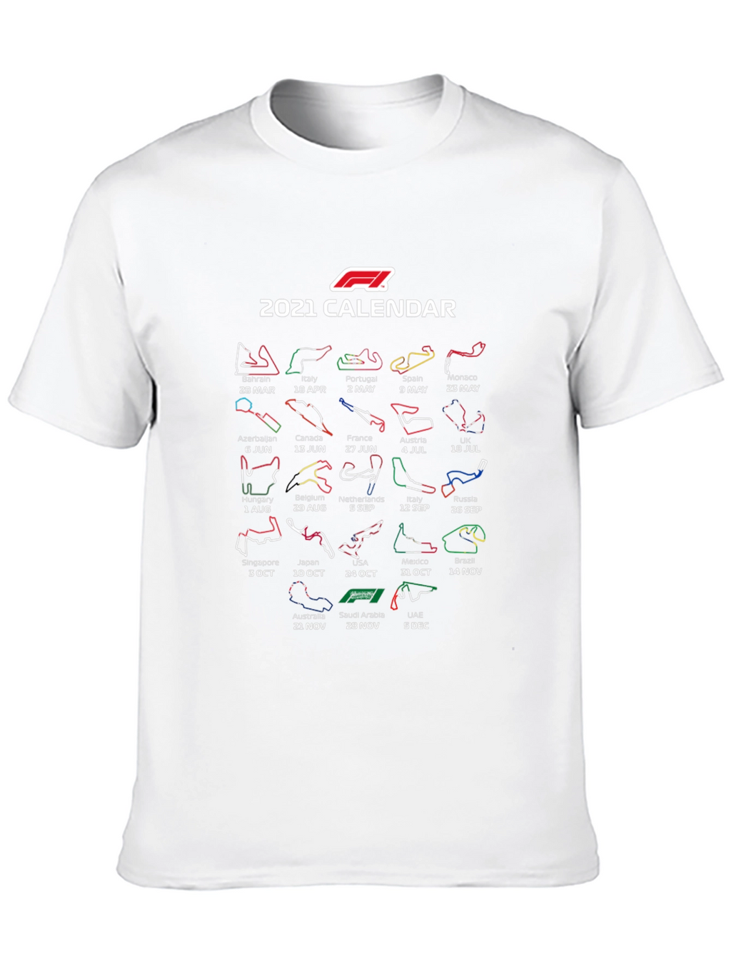 F1 2021 Calendar Black T-Shirt