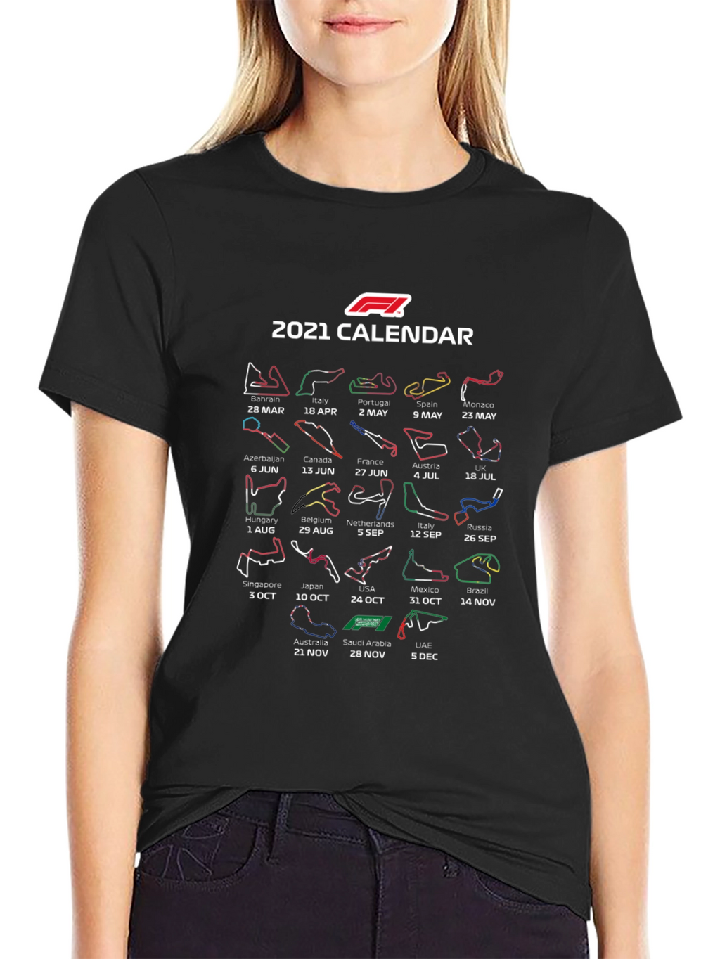 F1 2021 Calendar Black T-Shirt
