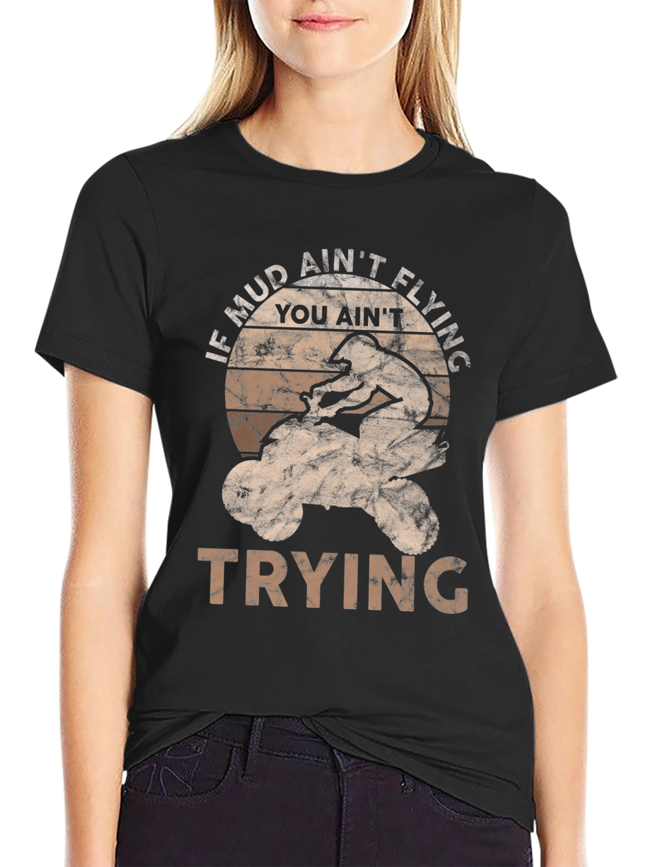 Mud Aint Flying ATV Rider Graphic Tee
