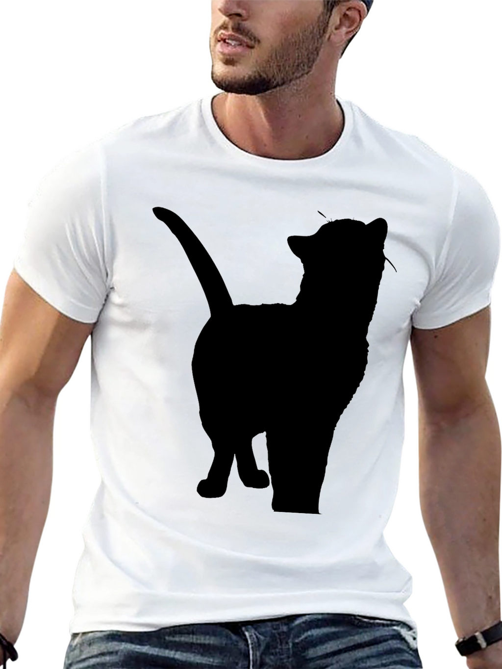 Silhouette Cat Graphic Tee - Mens Black T-Shirt