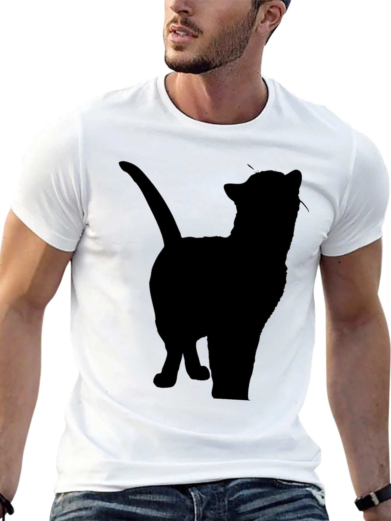 Silhouette Cat Graphic Tee - Mens Black T-Shirt