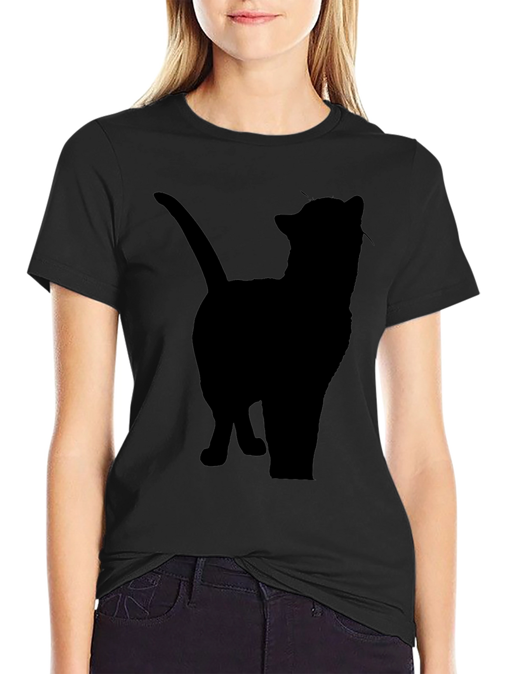 Silhouette Cat Graphic Tee - Mens Black T-Shirt