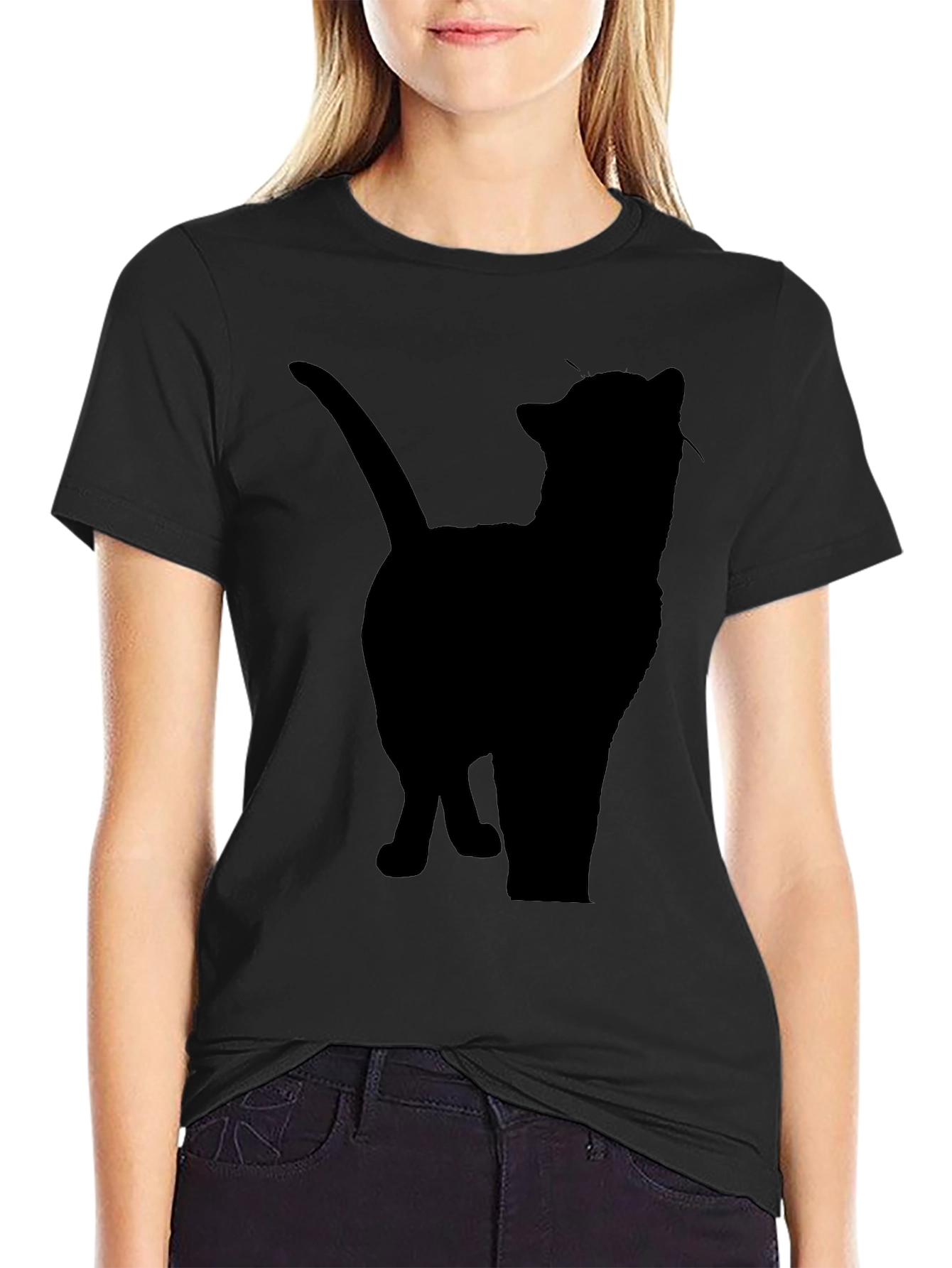 Silhouette Cat Graphic Tee - Mens Black T-Shirt