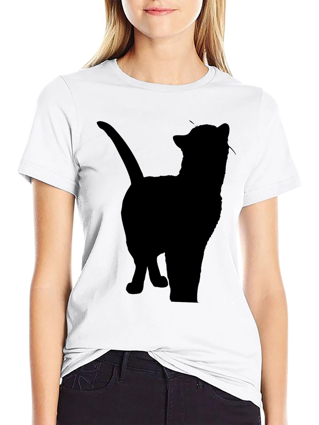 Silhouette Cat Graphic Tee - Mens Black T-Shirt