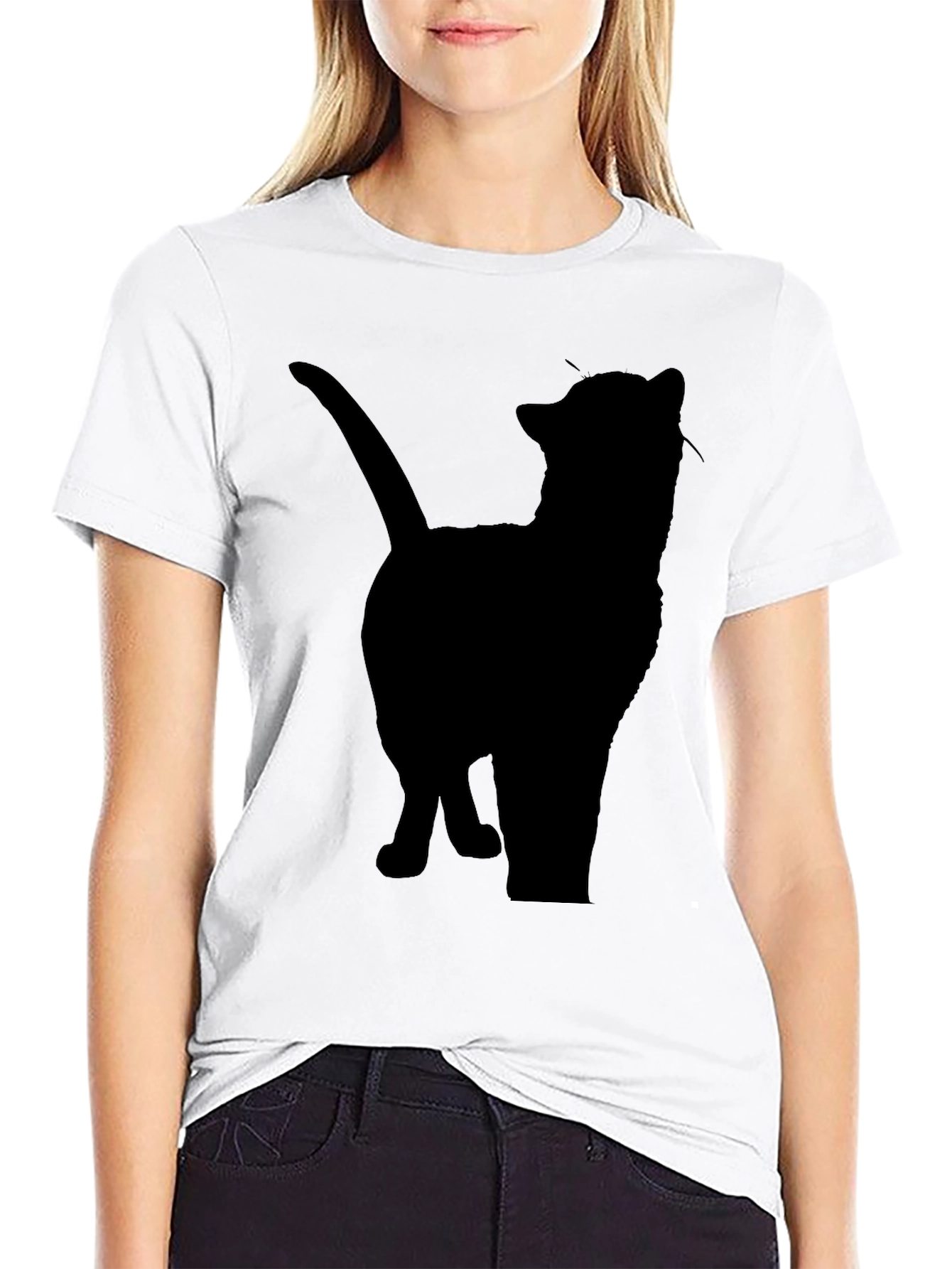 Silhouette Cat Graphic Tee - Mens Black T-Shirt